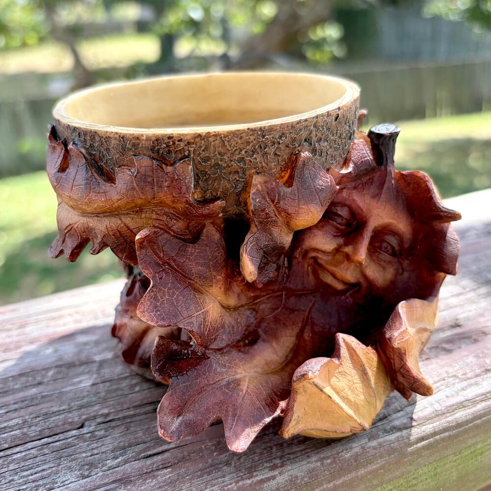 Vintage 1997 Innovation Giftware "Oak Leaf" Tree Face Candle Holder